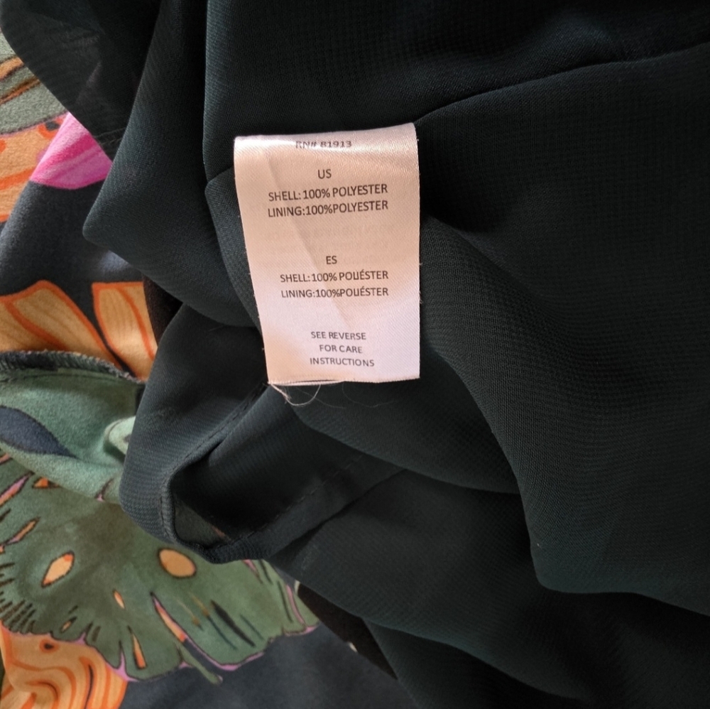 C&E Tropical Maxi Dress Spaghetti Strap Bright Botanical Vacation Resortwear XS - Picture 8 of 9